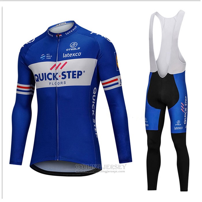 2018 Cycling Jersey UCI World Champion Quick Step Floors Blue Long Sleeve and Bib Tight